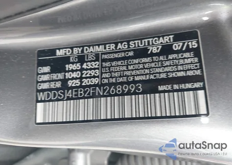 2015 Mercedes-Benz Cla 250 из США, поврежденный, VIN WDDSJ4EB2FN268993